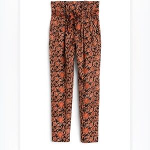 Scotch & Soda Black and Rust Floral Straight-Leg Pants